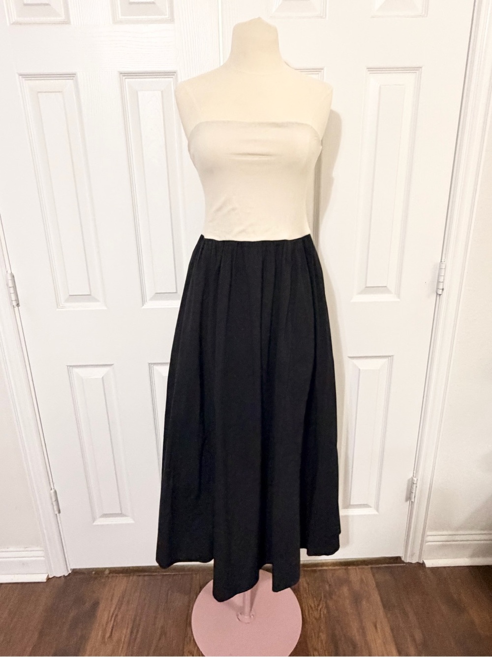 J. Crew Two-Tone Cream and Black Maxi Dress Size Small